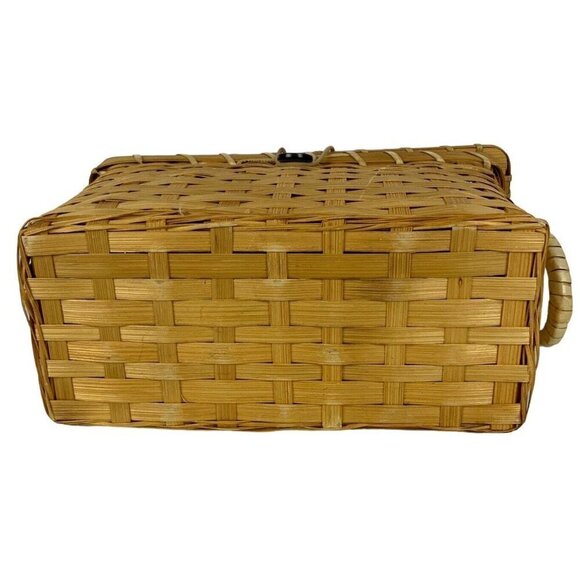 Woven Wicker Lidded Box for Index Cards Recipes Clippings Boho Farmhouse Storage - Picture 3 of 6